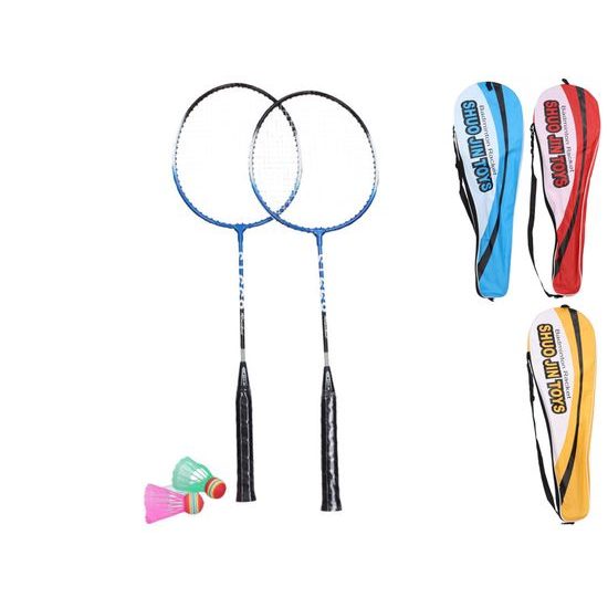 Badmintonové rakety 65cm kov 2ks s košíčkem 2ks 3barvy v tašce