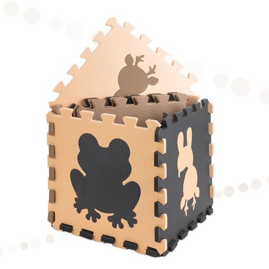 Pěnová podložka na puzzle pro děti 9 ks béžovo-hnědo-černá 85cm x 85cm x 1cm