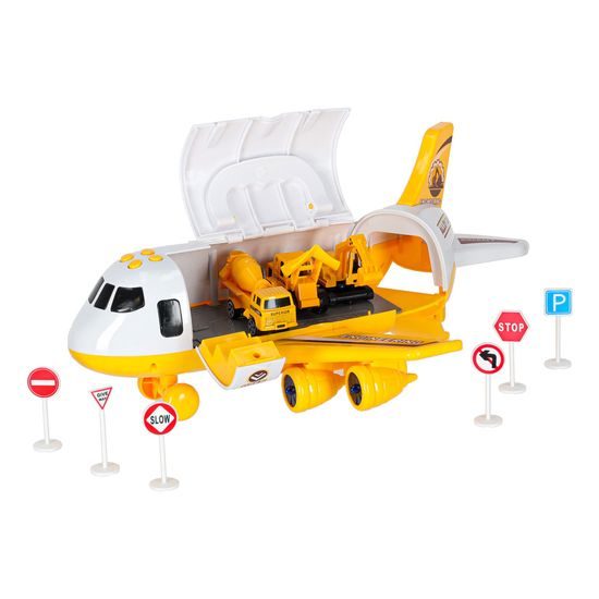 Transportní letadlo + 3 stavební vozidla
