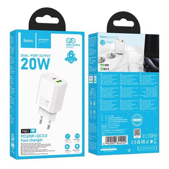 Gentle PD20W dual port adaptér BÍLÝ