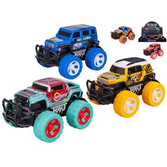 Auto terénní 14cm na setrvačník 3druhy 2barvy 6ks v DBX