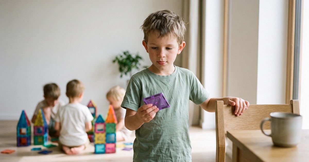 Chlapec chvíli pozoruje ostatní děti, než se zapojí do hry