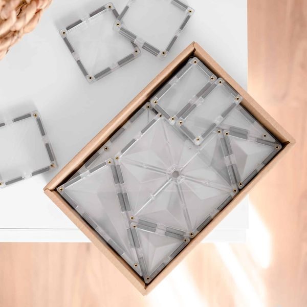 Connetix Tiles 34 ks - Magnetická stavebnice Clear - průhledná sada