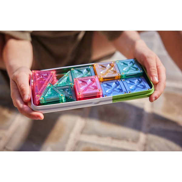 Cleverclixx - Cestovní magnetická mini stavebnice PASTELOVÁ 28 ks