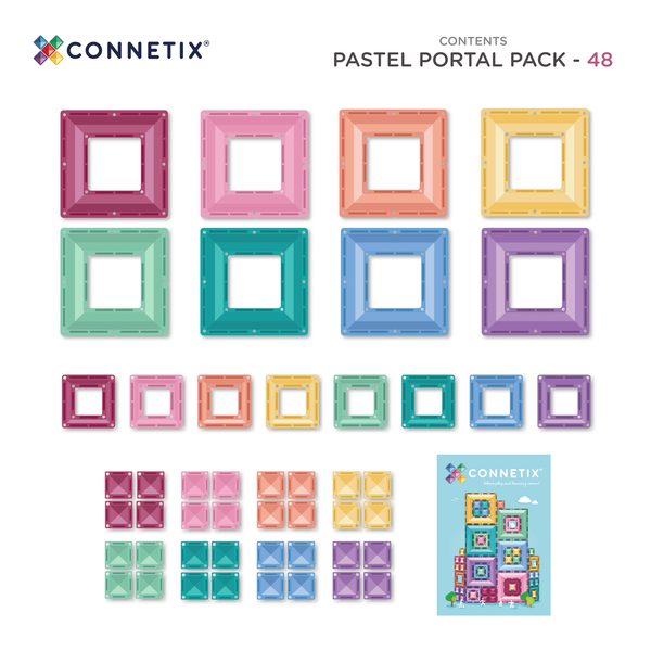Connetix Tiles 48 ks - Bright Portal sada pastelová