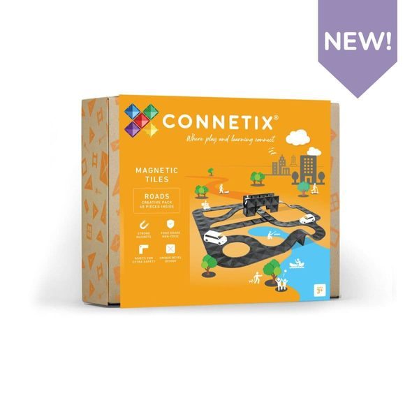 Connetix Tiles 48 ks - Magnetická stavebnice - silnice