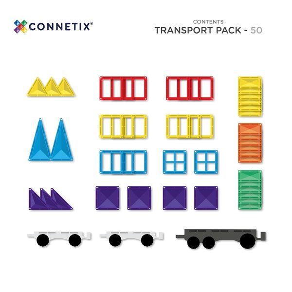 Connetix Tiles 50 ks - Magnetická stavebnice - duhová auta