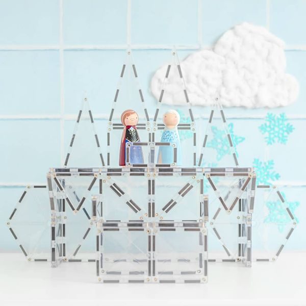 Connetix Tiles 34 ks - Magnetická stavebnice Clear - průhledná sada