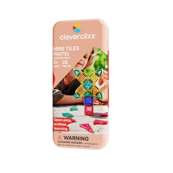 Cleverclixx - Cestovní magnetická mini stavebnice PASTELOVÁ 28 ks