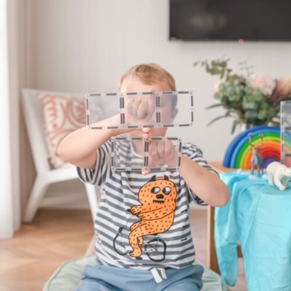 Connetix Tiles 12 ks - Magnetická stavebnice Clear - průhledné obdélníky