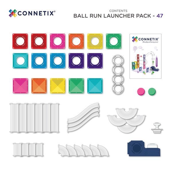 Connetix Tiles 47 ks - Kuličková dráha s odpalovačem