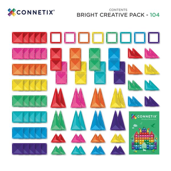 Connetix Tiles 104 ks - Magnetická stavebnice duhová