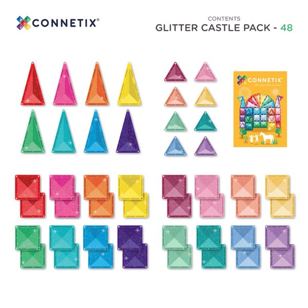 Connetix Tiles 48 ks - Třpytivý hrad