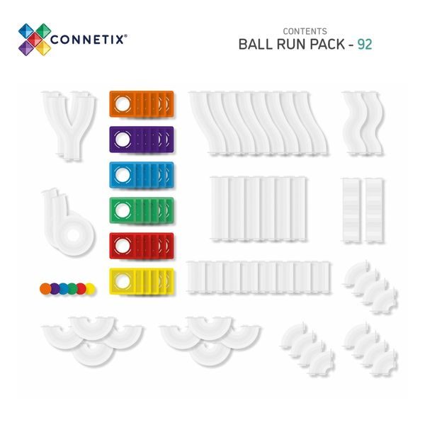 Connetix Tiles 92 ks - Magnetická kuličková dráha duhová