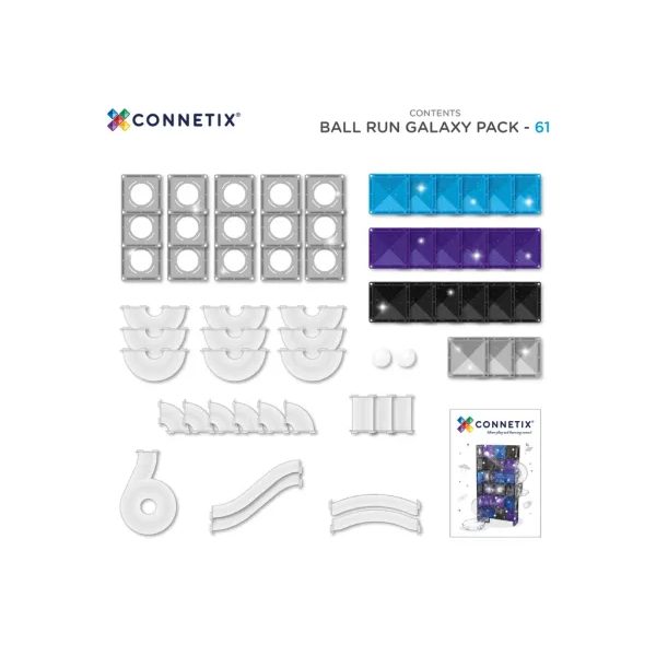 Connetix Tiles 61 ks - Kuličková dráha Galaxy Pack