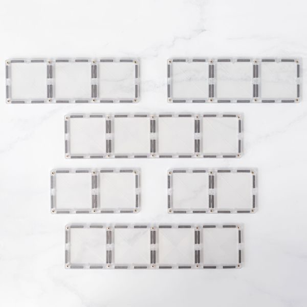 Connetix Tiles 12 ks - Magnetická stavebnice Clear - průhledné obdélníky