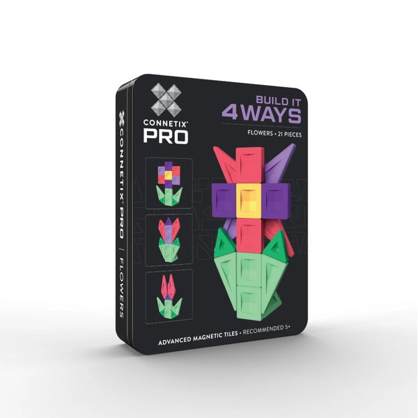 Connetix Tiles 21 ks - Magnetická stavebnice PRO Build It 4 Ways - Květiny