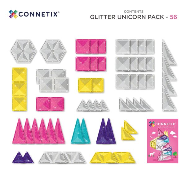 Connetix Tiles 56 ks - Třpytivý jednorožec