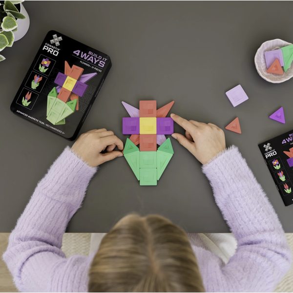 Connetix Tiles 21 ks - Magnetická stavebnice PRO Build It 4 Ways - Květiny