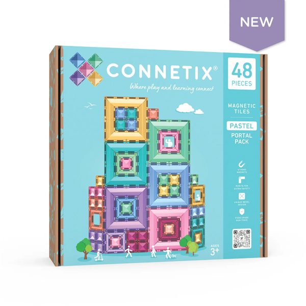 Connetix Tiles 48 ks - Bright Portal sada pastelová