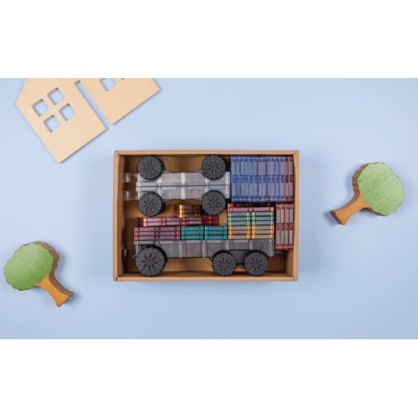 Connetix Tiles 50 ks - Magnetická stavebnice - pastelová auta