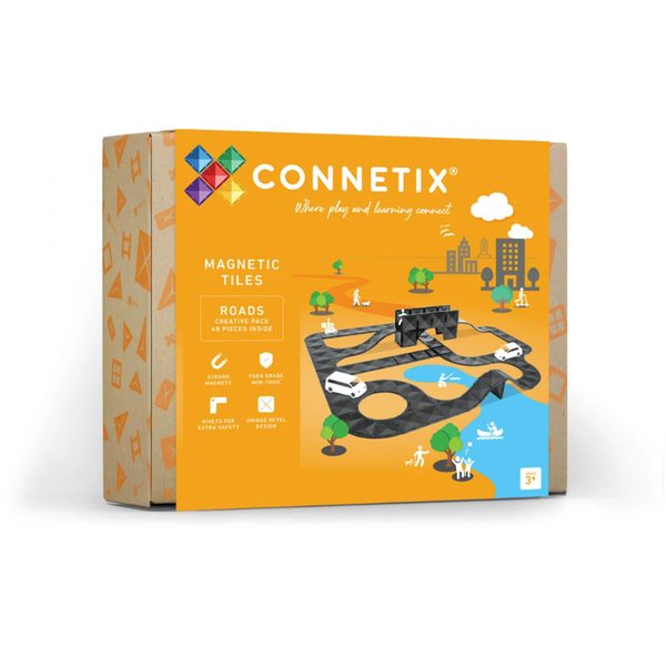 Connetix Tiles 48 ks - Magnetická stavebnice - silnice