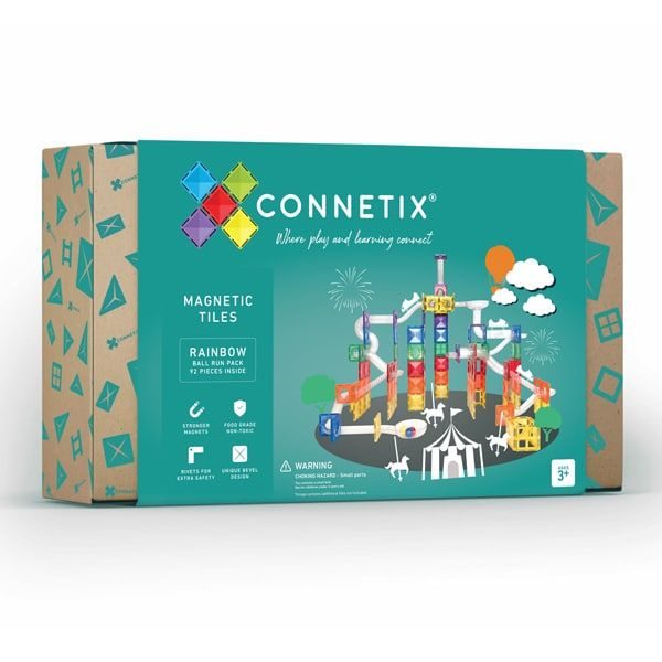 Connetix Tiles 92 ks - Magnetická kuličková dráha duhová