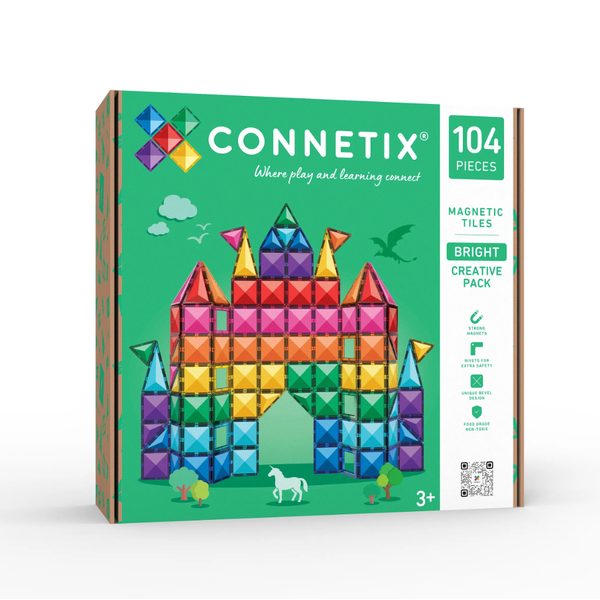 Connetix Tiles 104 ks - Magnetická stavebnice duhová