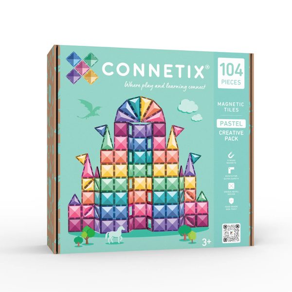 Connetix Tiles 104 ks - Magnetická stavebnice pastelová