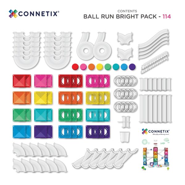 Connetix Tiles 114 ks - Magnetická kuličková dráha duhová