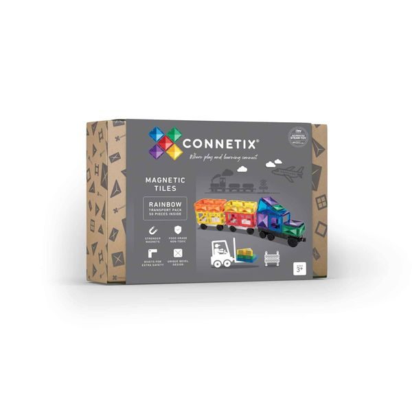 Connetix Tiles 50 ks - Magnetická stavebnice - duhová auta
