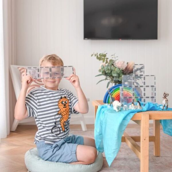 Connetix Tiles 12 ks - Magnetická stavebnice Clear - průhledné obdélníky