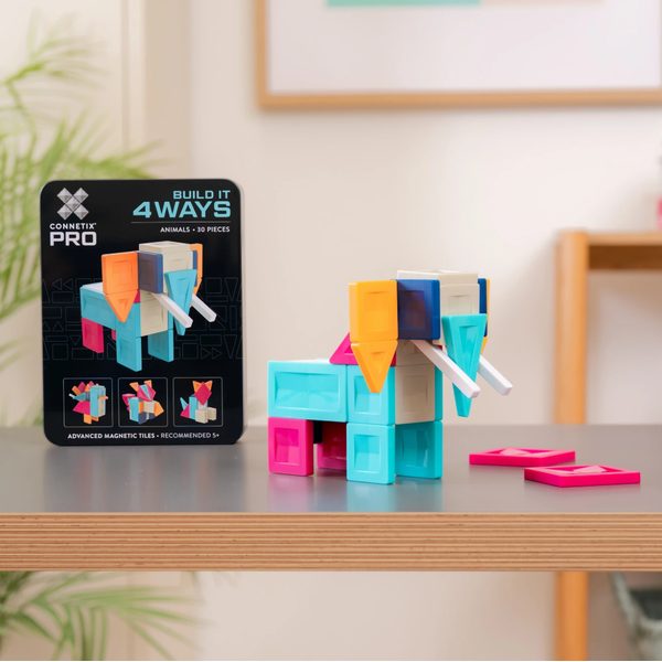 Connetix Tiles 30 ks - Magnetická stavebnice PRO Build It 4 Ways - Zvířata