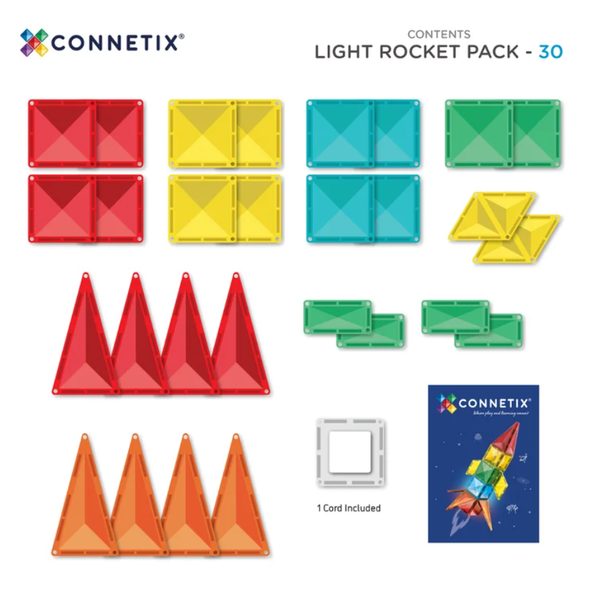 Connetix Tiles 30 ks - Light Rocket Pack