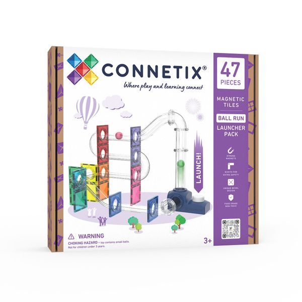 Connetix Tiles 47 ks - Kuličková dráha s odpalovačem
