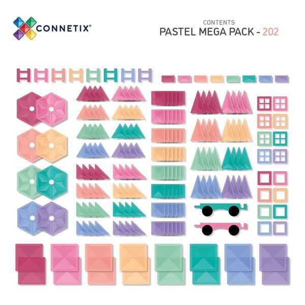 Connetix Tiles 202 ks - Magnetická stavebnice pastelová sada