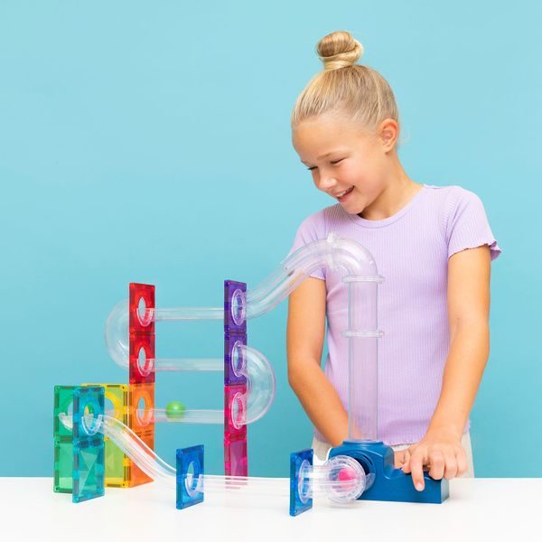 Connetix Tiles 47 ks - Kuličková dráha s odpalovačem