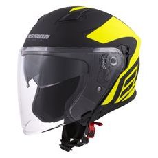 Jet čelada CASSIDA JET TECH CORSO black matt / yellow fluo 2XL