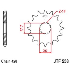 Sprednji verižnik JT JTF 558-16 16T, 428