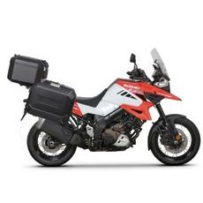 Komplet aluminijastih kovčkov z nosilci in ploščo SHAD TERRA BLACK, 37L zadnji kovček in 36L stranski kovčki SHAD SUZUKI DL 1000 V-Strom/ DL 1050 V-Strom