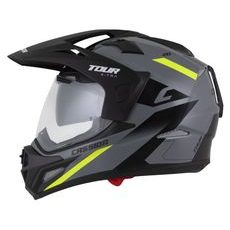 Motocross Helmet CASSIDA TOUR 2.0 X-TRA gray/yellow fluo/black/black matt peak S
