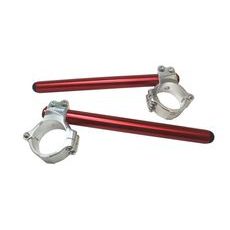 Aluminium-forged clip-ons ACCOSSATO CP003 with metal clamp composed of 2 half-rings 10 degrees inclination, red