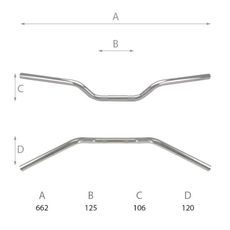 Krmilo - balanca DOMINO 184171070 Road medium bend chronium plated