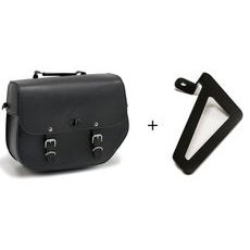 Leather saddlebag CUSTOMACCES SANT LOUIS APS012N črna left, with metal base left side and left fitting kit