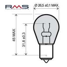 Žarnica RMS 246510205 12V 21W, BA15S oranžna