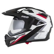 Motocross Helmet CASSIDA TOUR 2.0 X-TRA white/red/black/black matt peak XL