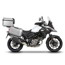 Komplet aluminijastih kovčkov z nosilci in ploščo SHAD TERRA, 48L zadnji kovček in 36L stranski kovčki SHAD SUZUKI DL 650 V-Strom