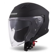 Jet čelada CASSIDA JET TECH black matt / grey logos M