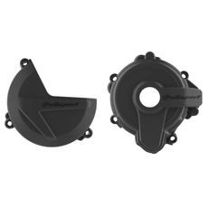 Clutch and ignition cover protector kit POLISPORT 91004 Črn
