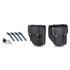 Leather saddlebag CUSTOMACCES API003N črna pair, with side metal base + universal support